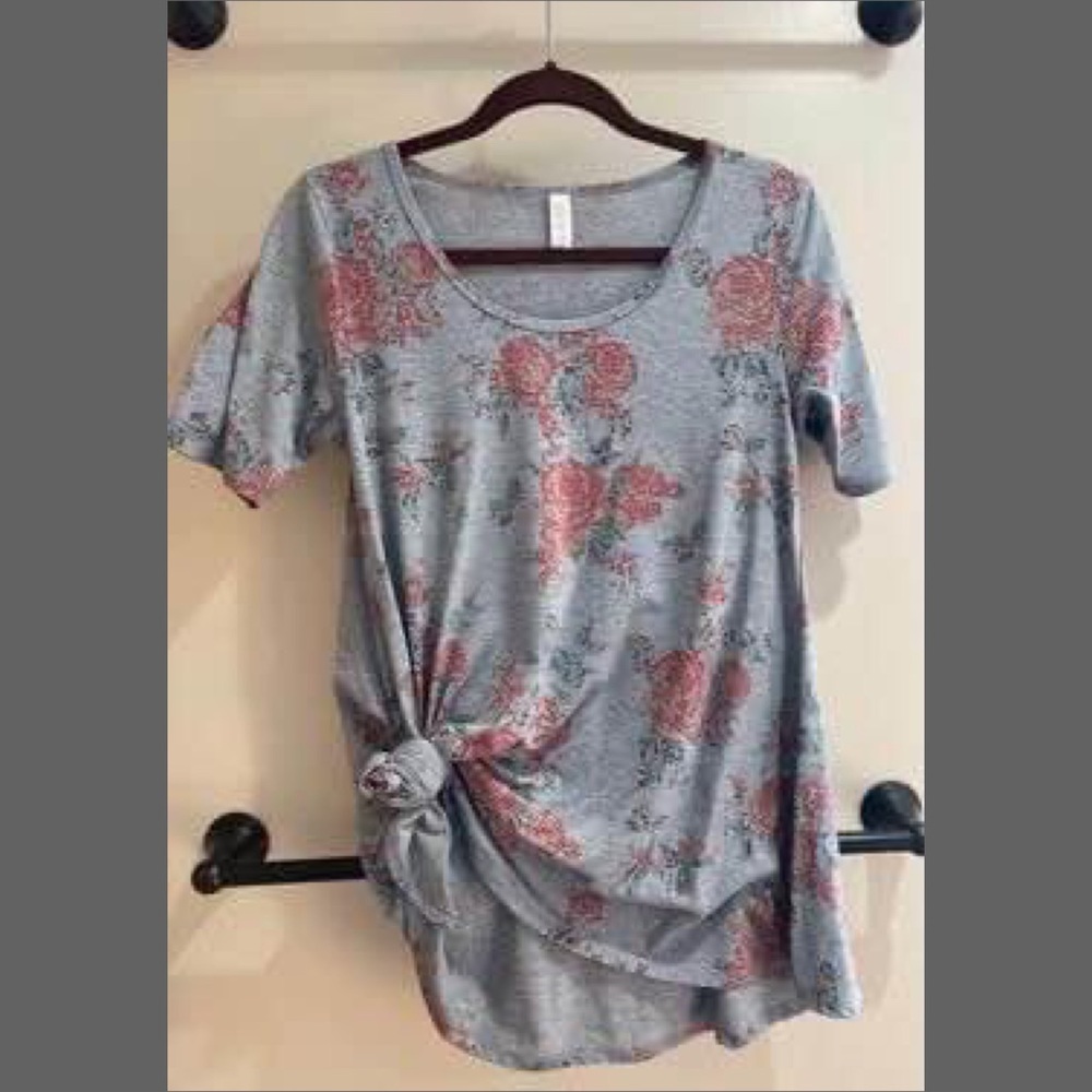 Lularoe Irma - Grey with Red digital rose pattern - Size XS